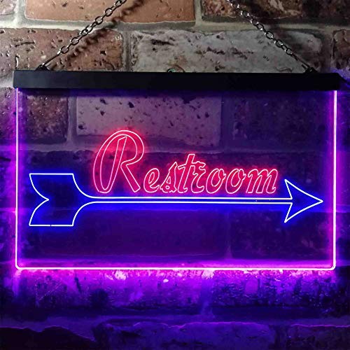 Right Arrow Restroom Dual LED Neon Light Sign